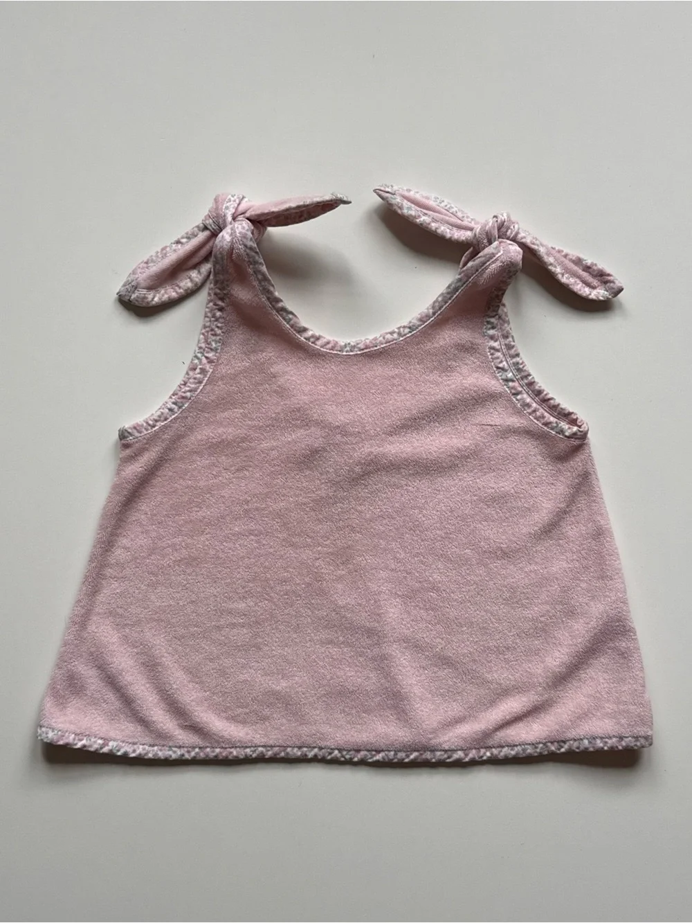 Minnow Girls' French Terry Tie-Knot Pink Tank Top - Size 2T